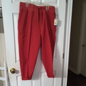 Savane Red Joggers with Tapered Leg and Elastic Waistband